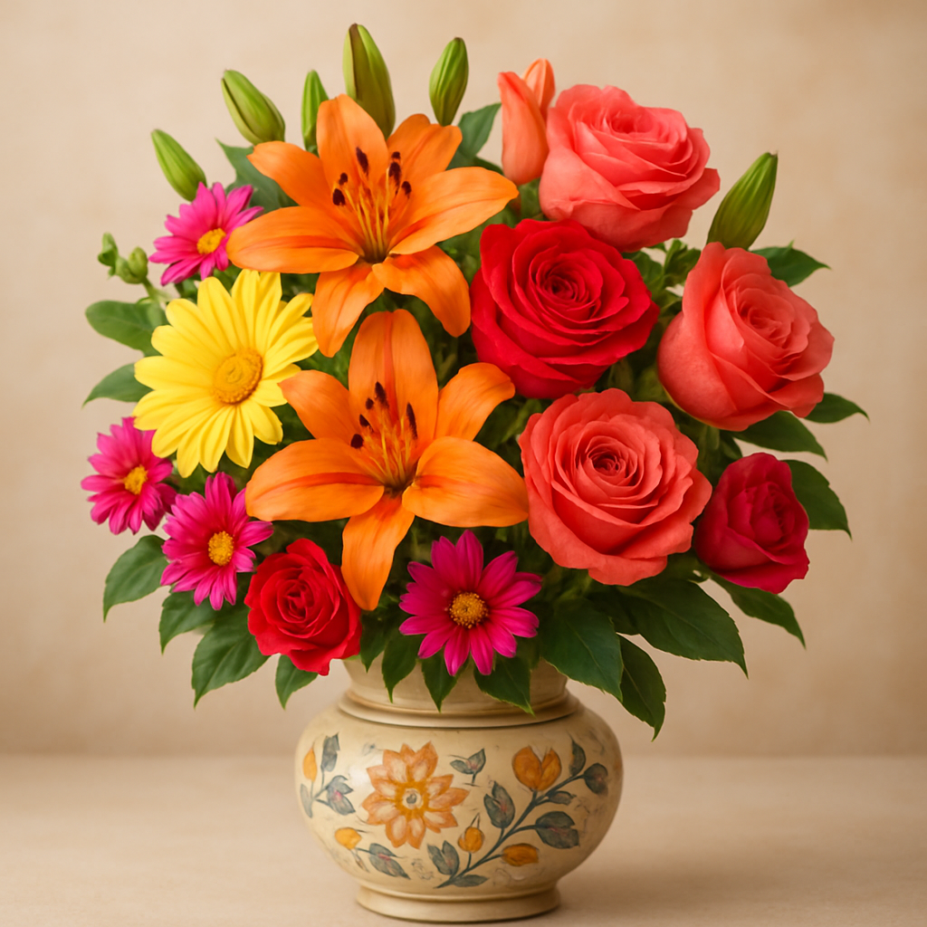 A vibrant floral bouquet representing a variety of flowers suitable for gifting